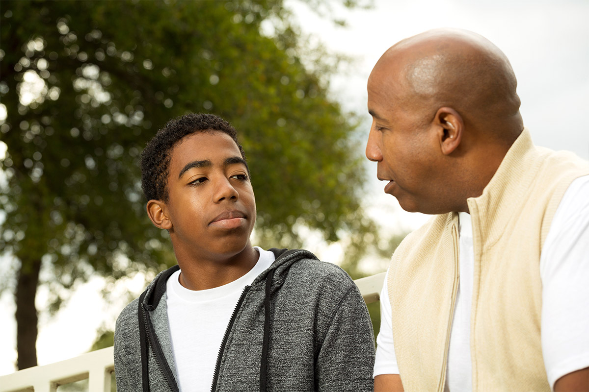 Son talks with his father about visiting your child in residential treatment program