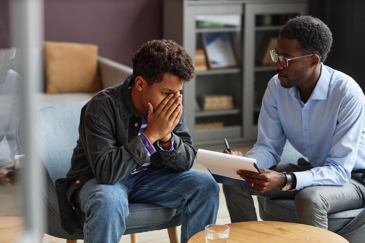 Teen boy in therapy